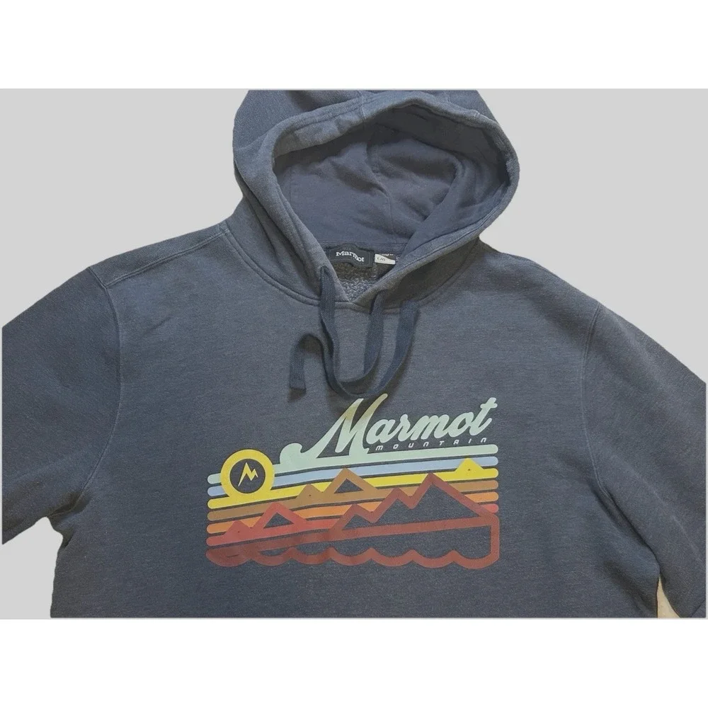 Marmot - Men's - Medium- Blue Mountain Graphic- Hoodie - Blue Gray
